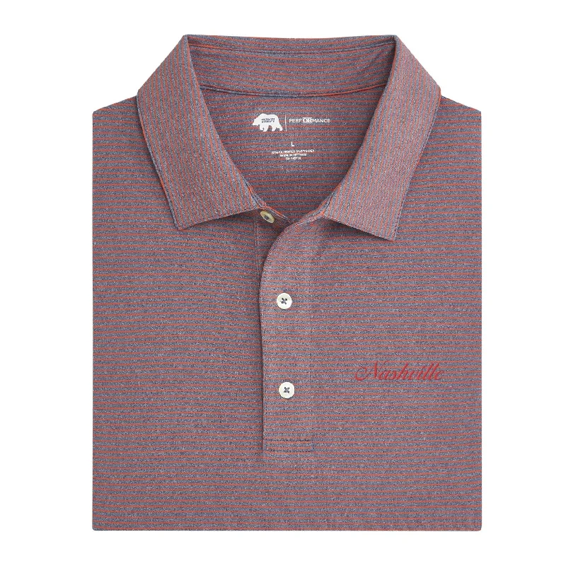 Nashville Town Script Birdie Stripe Performance Polo - Autumn Glaze