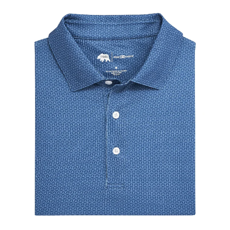 Out of Office Printed Performance Polo - True Navy