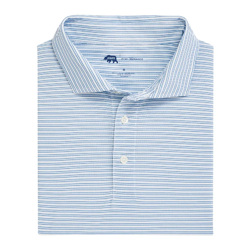 Pairing Stripe Performance Pique Polo - Lichen Blue