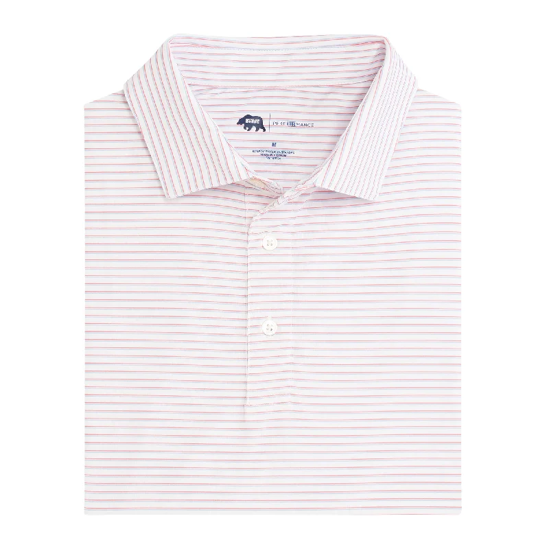 Scout Stripe Performance Polo - Hot Sauce