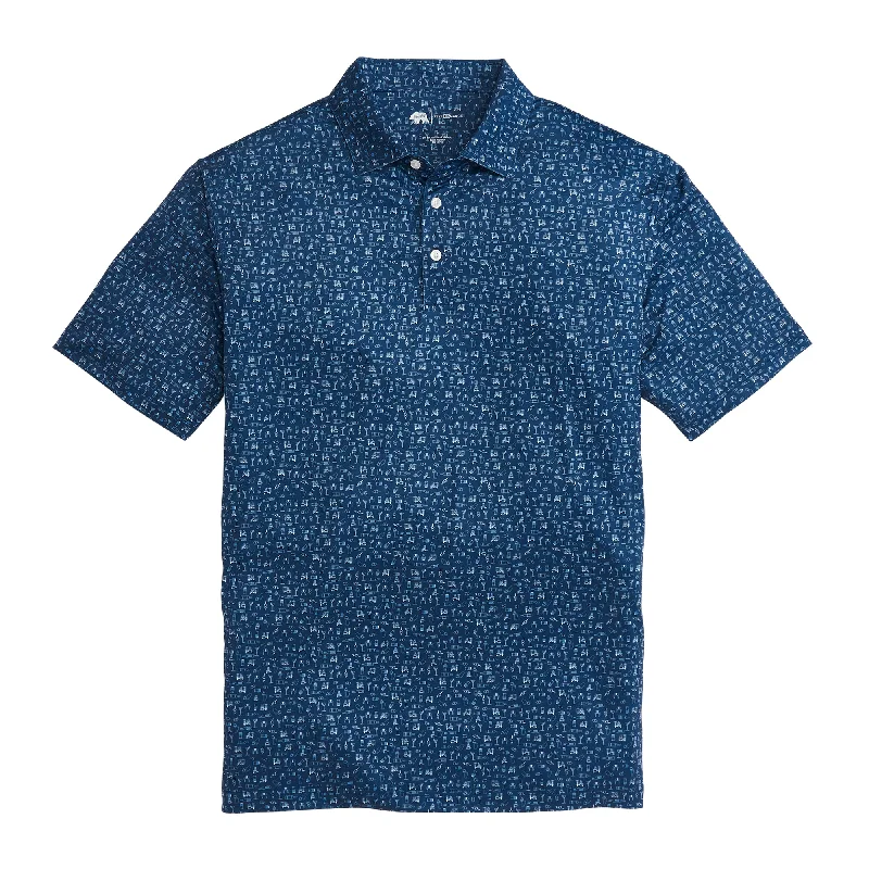 Sidecar Printed Performance Polo - Blue Horizon