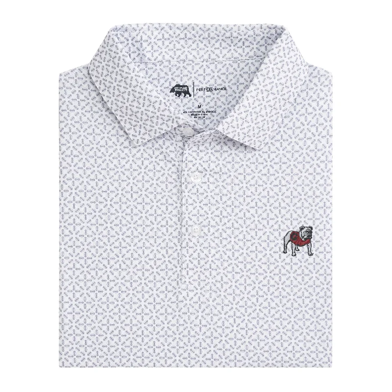 Standing Bulldog Gameday Printed Performance Polo - White