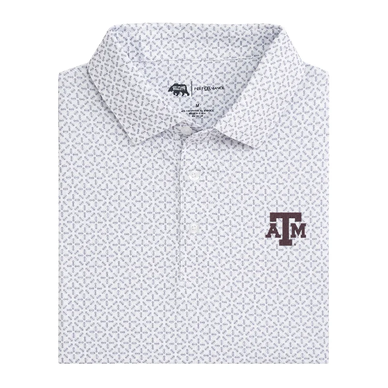 Texas A&M Gameday Printed Perforamce Polo - White