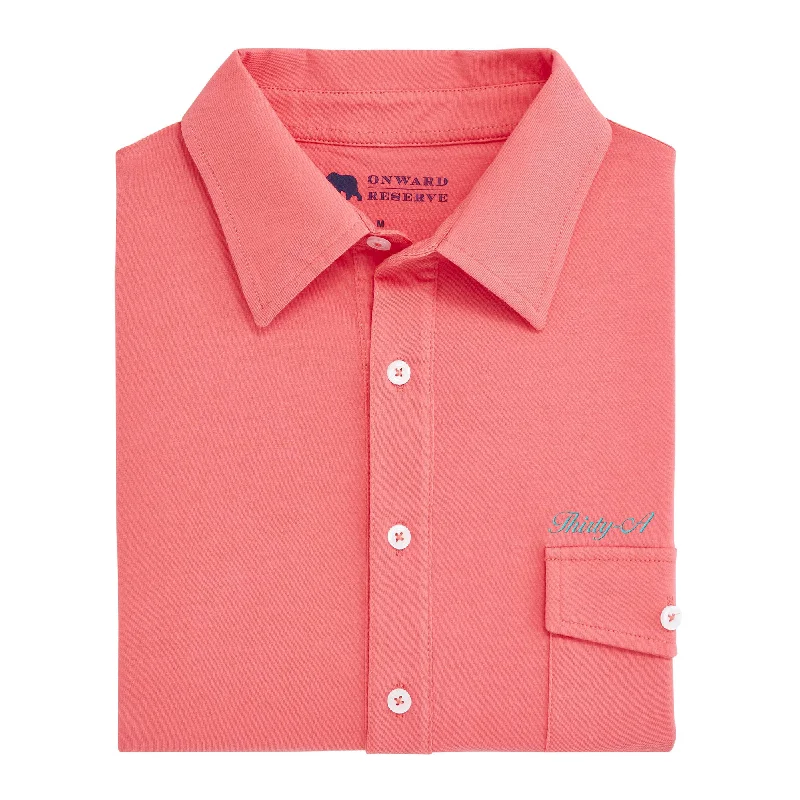 Thirty-A Town Script Old School Polo - Magnolia