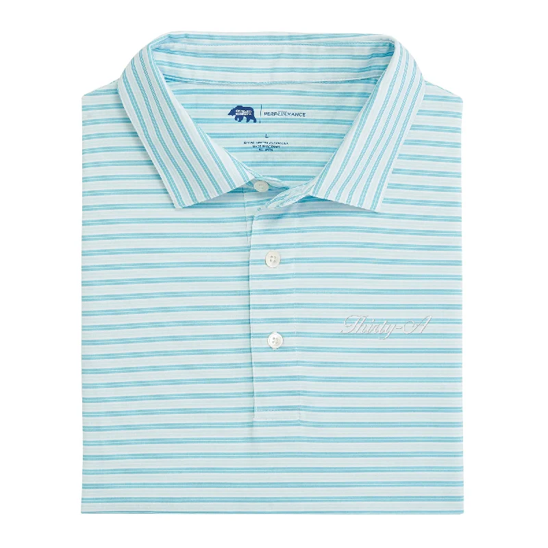 Thirty-A Town Script Wedge Stripe Performance Polo - Cabana Blue