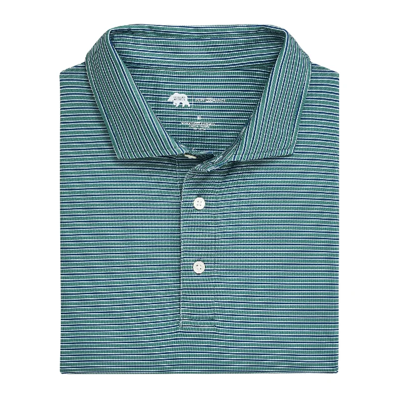 Trophy Stripe Performance Pique Polo - Smoke Pine