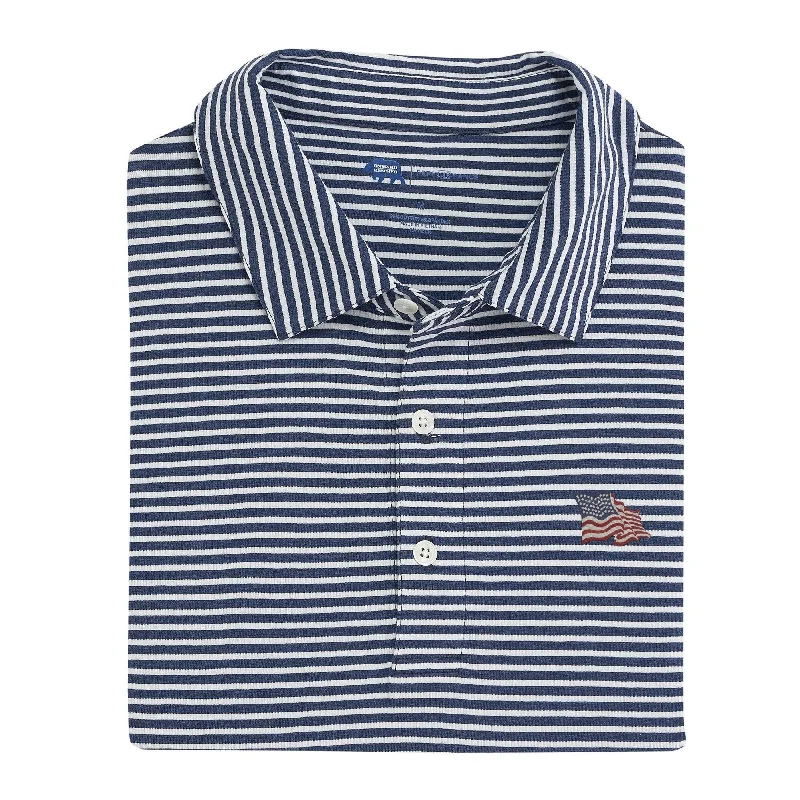 Vintage Flag Row Stripe Icon Polo - Classic Navy