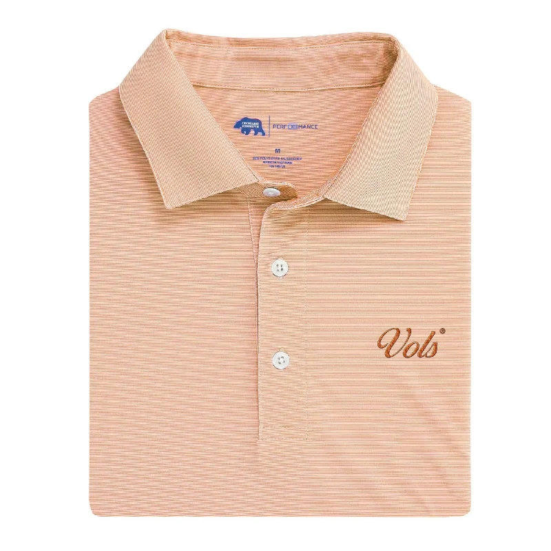 Vols Vintage Script Hairline Stripe Performance Polo - Orange