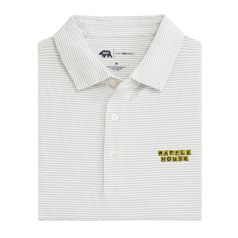 Waffle House Birdie Stripe Performance Polo - Mirage Grey