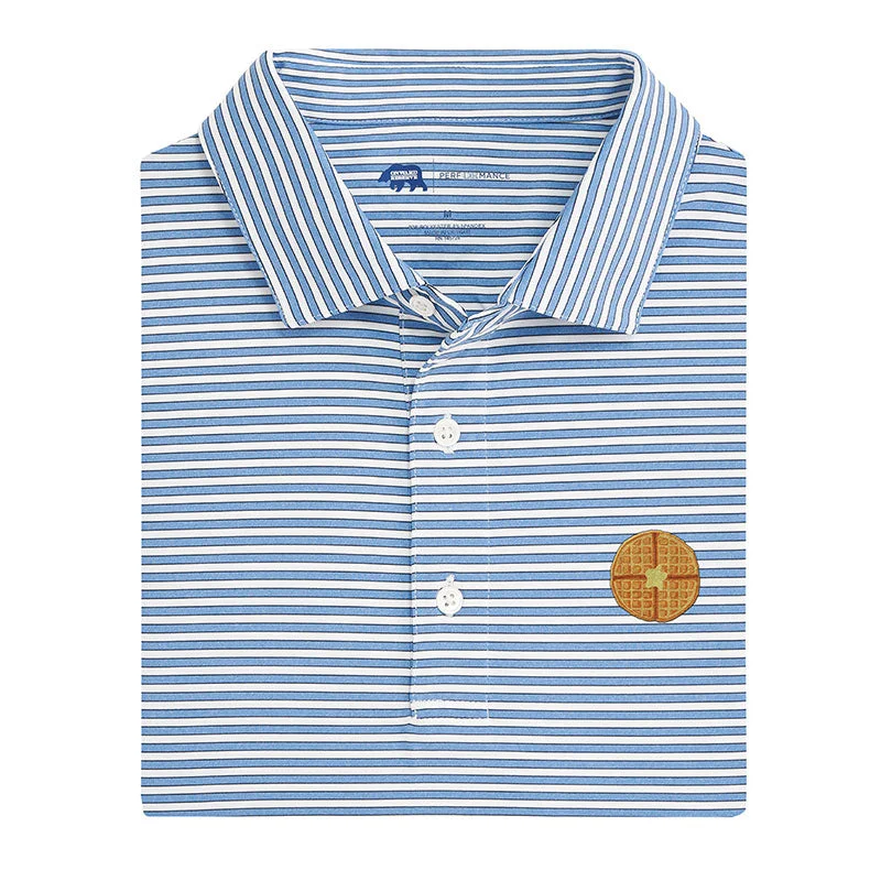 Waffle Icon Mulligan Stripe Performance Polo - Sky