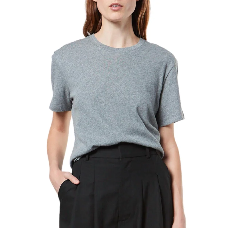 Cashmere Loose Short Sleeve Tee Top In Smoke