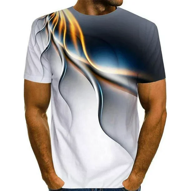 LUXUR Men Short Sleeve T Shirt Casual Summer Chic Graphics Tee Tops