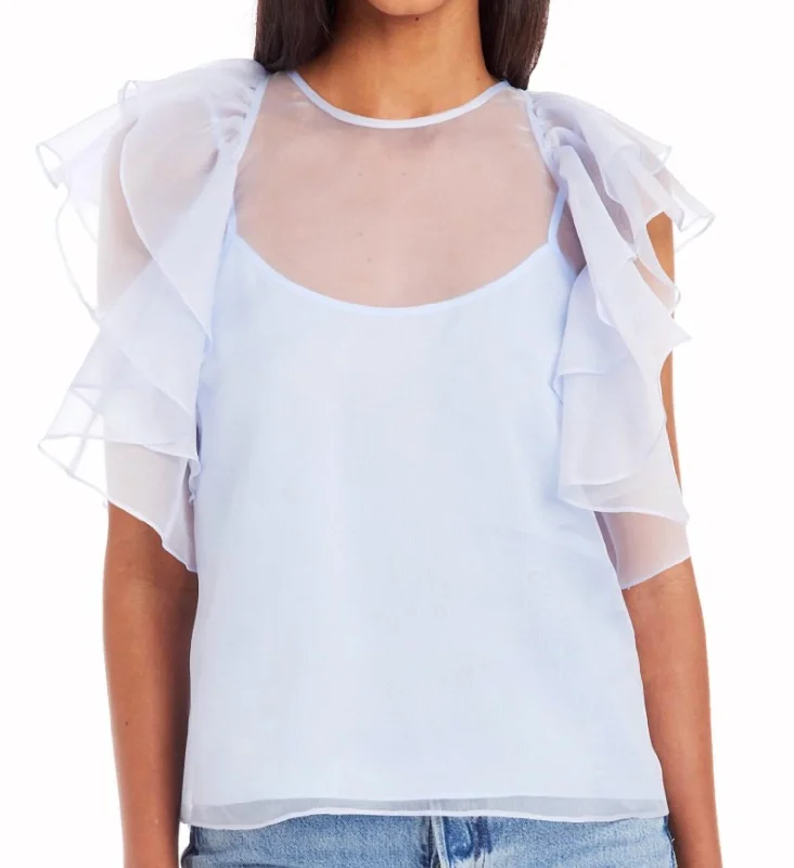 Stefania Short Sleeve Top In Baby Blue