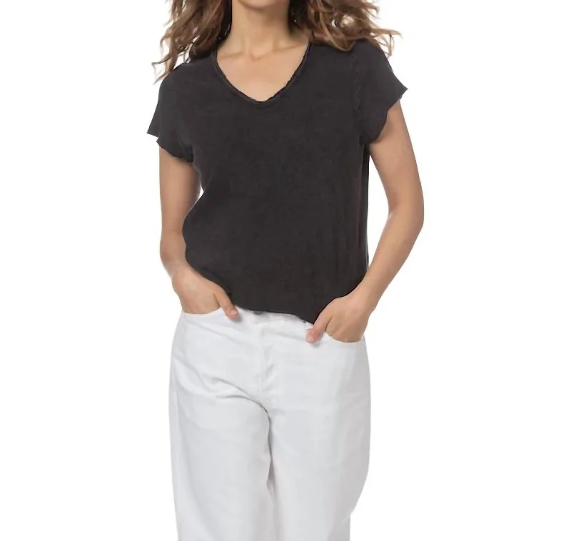 Women’S Short Sleeve Tee Top In Black