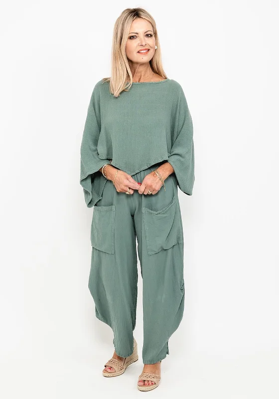 One Life Vanna One Size Cropped Poncho Top, Agave