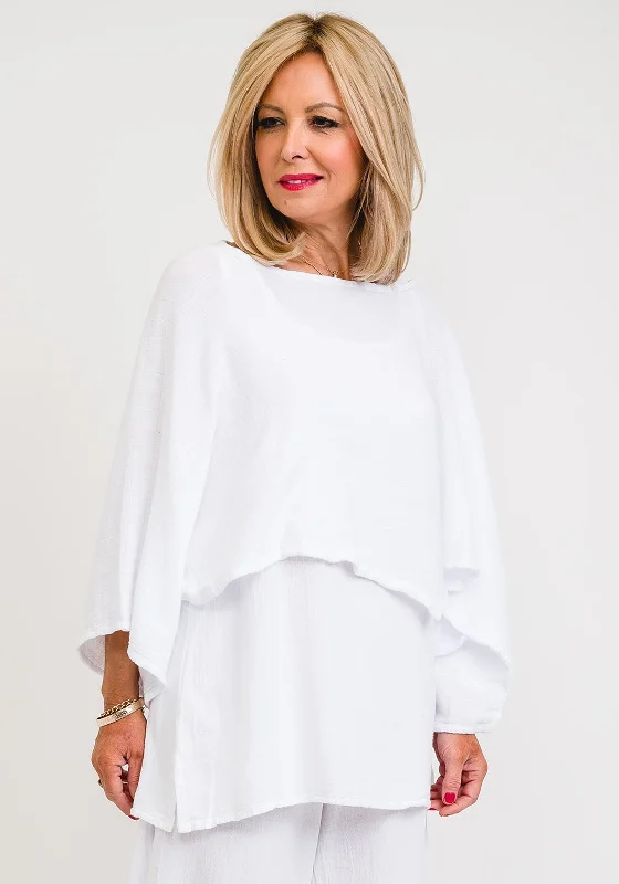 One Life Vanna One Size Cropped Poncho Top, Snow