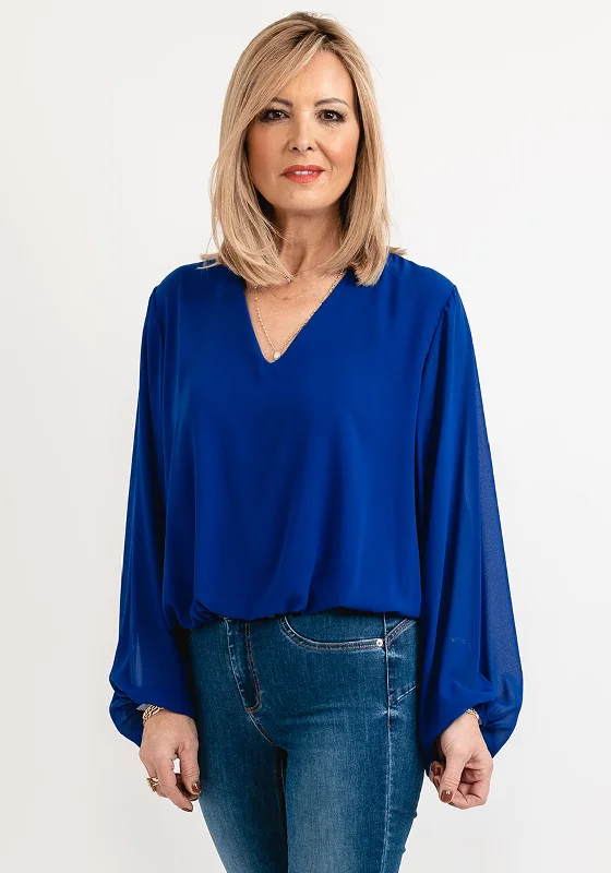 Seventy1 One Size Cropped Long Sleeve Top, Royal Blue